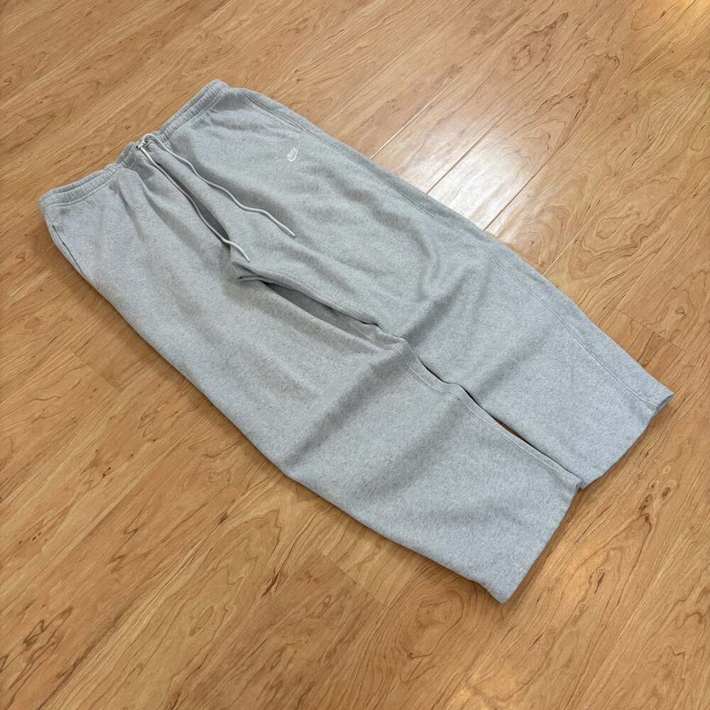 Nike Solo Swoosh Open Hem Brushed Back Fleece Pants Grey Sweatpants